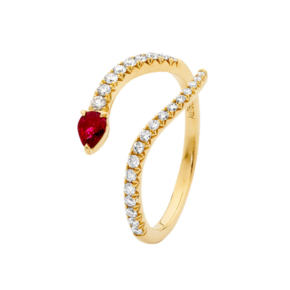 Pear Shape Ruby & Diamond Ring