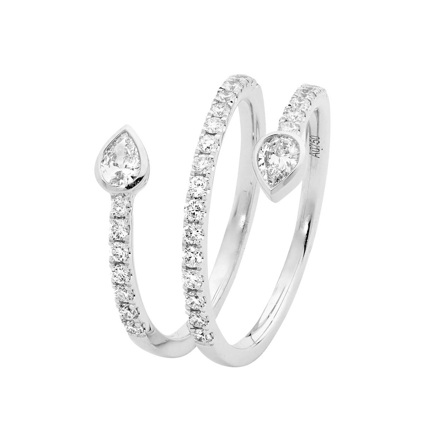 Double Diamond Pear Dress Ring