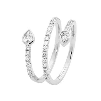 Double Diamond Pear Dress Ring