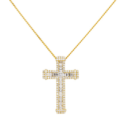 Baguette Diamond Latin Cross Pendant