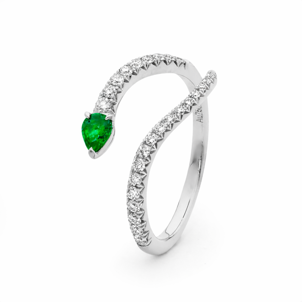 Pear Shape Emerald & Diamond Ring