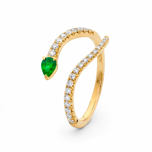 Pear Shape Emerald & Diamond Ring