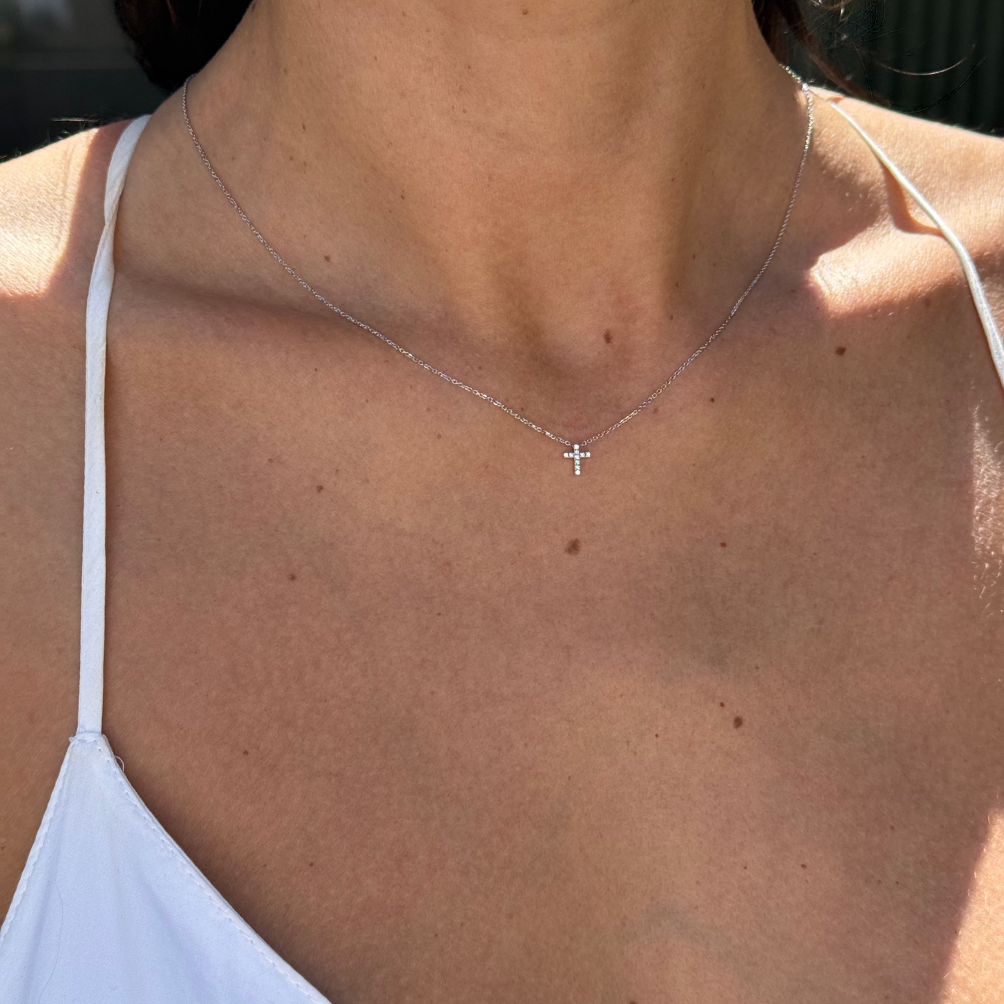 Mini Diamond Cross Necklace