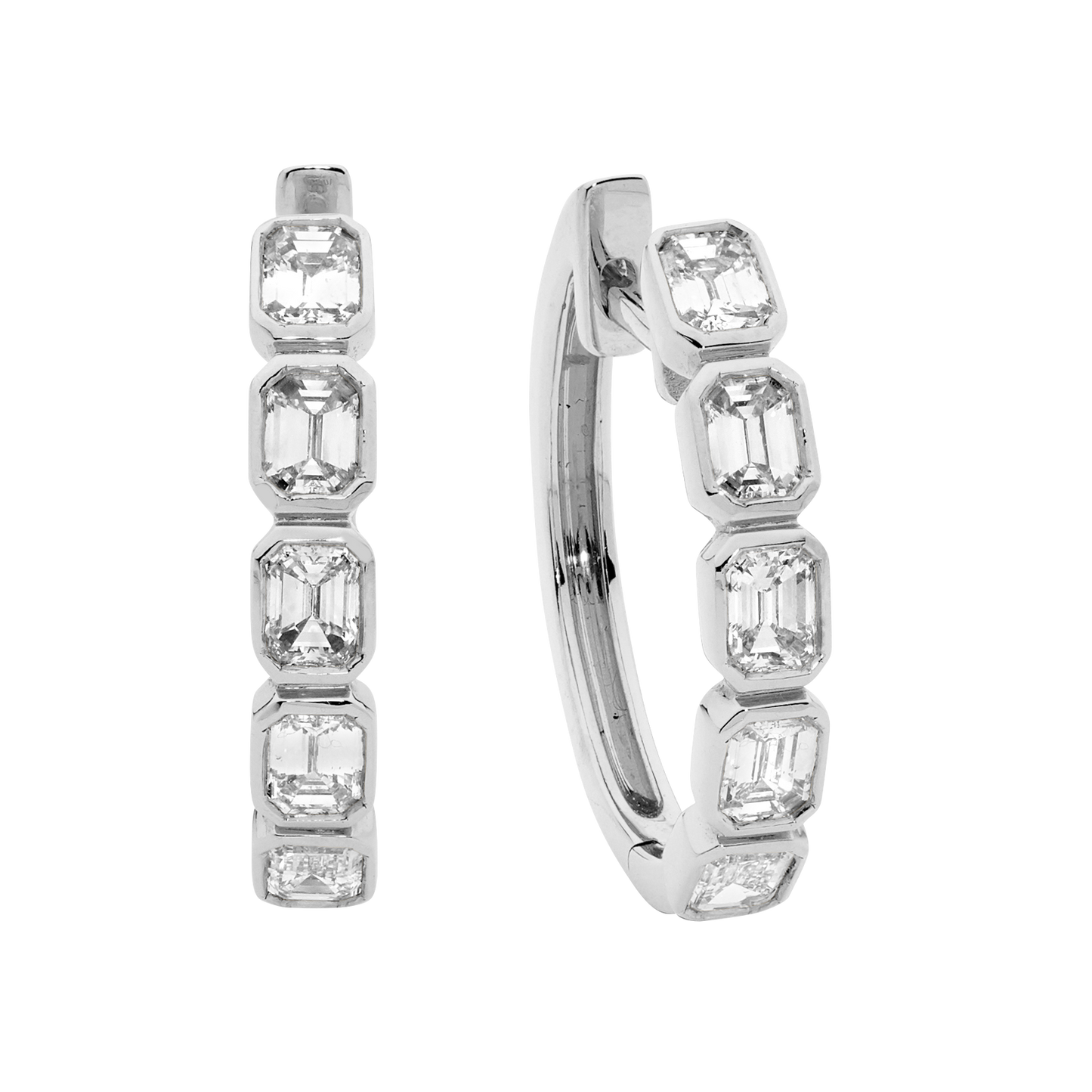 Emerald Cut Small Diamond Hoops
