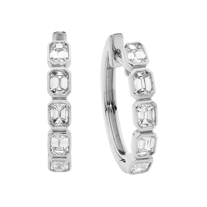 Emerald Cut Small Diamond Hoops