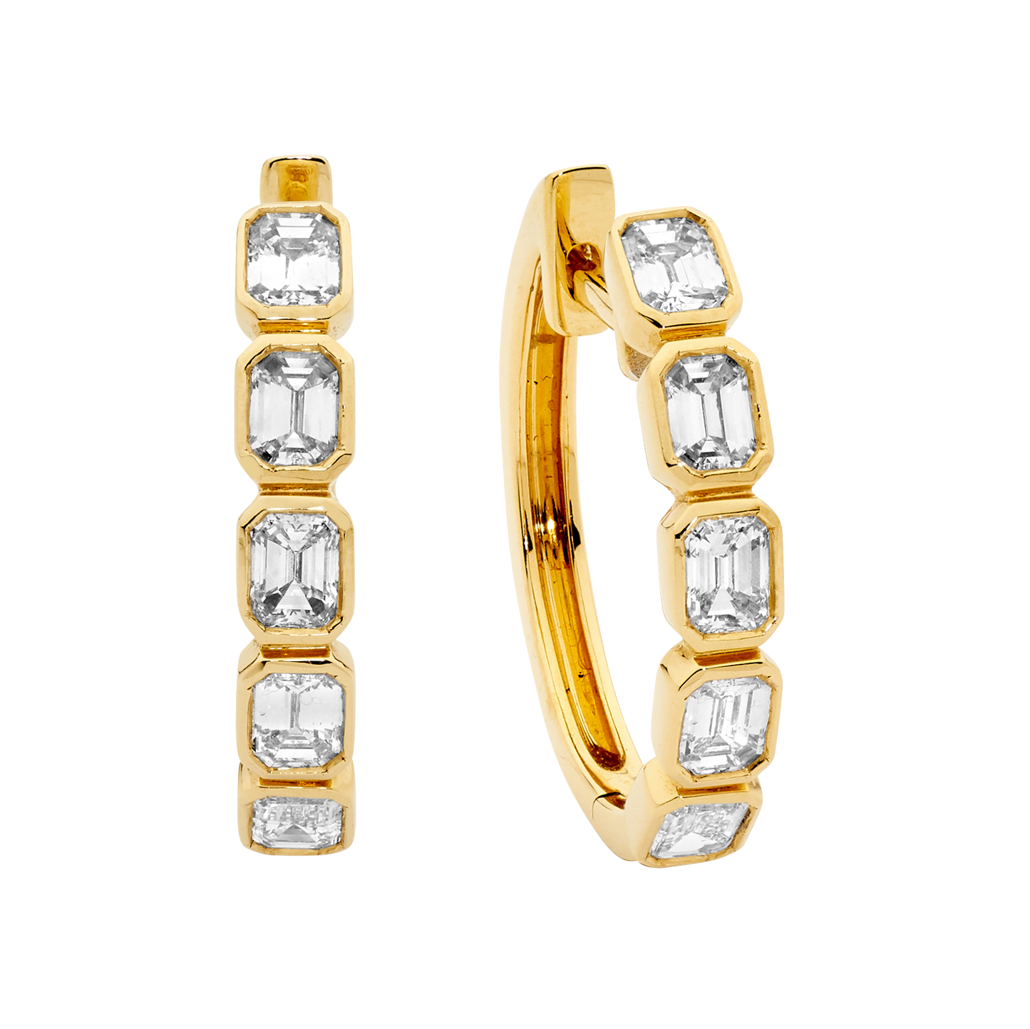 Emerald Cut Small Diamond Hoops