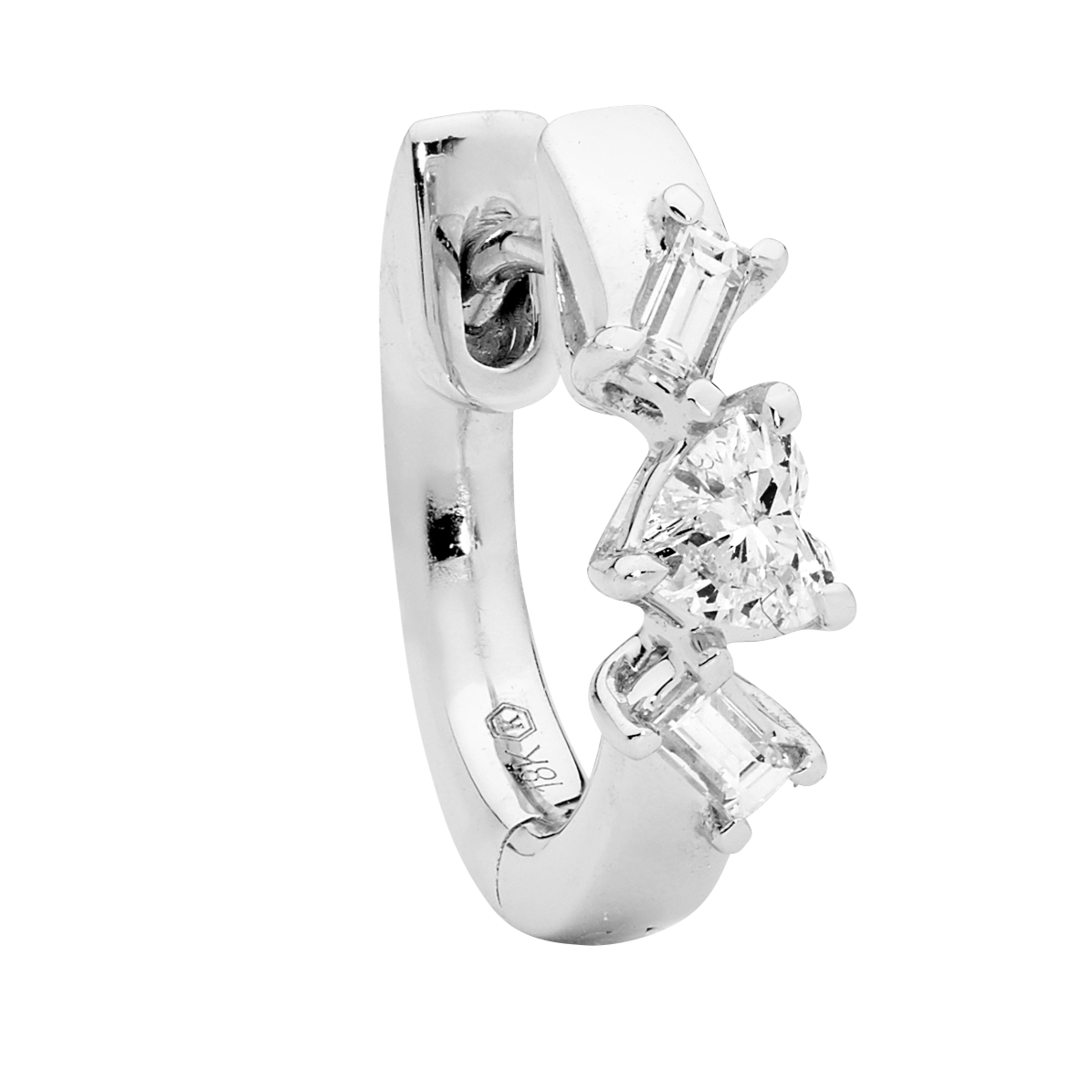 Small Baguette and Heart Shaped Hoops