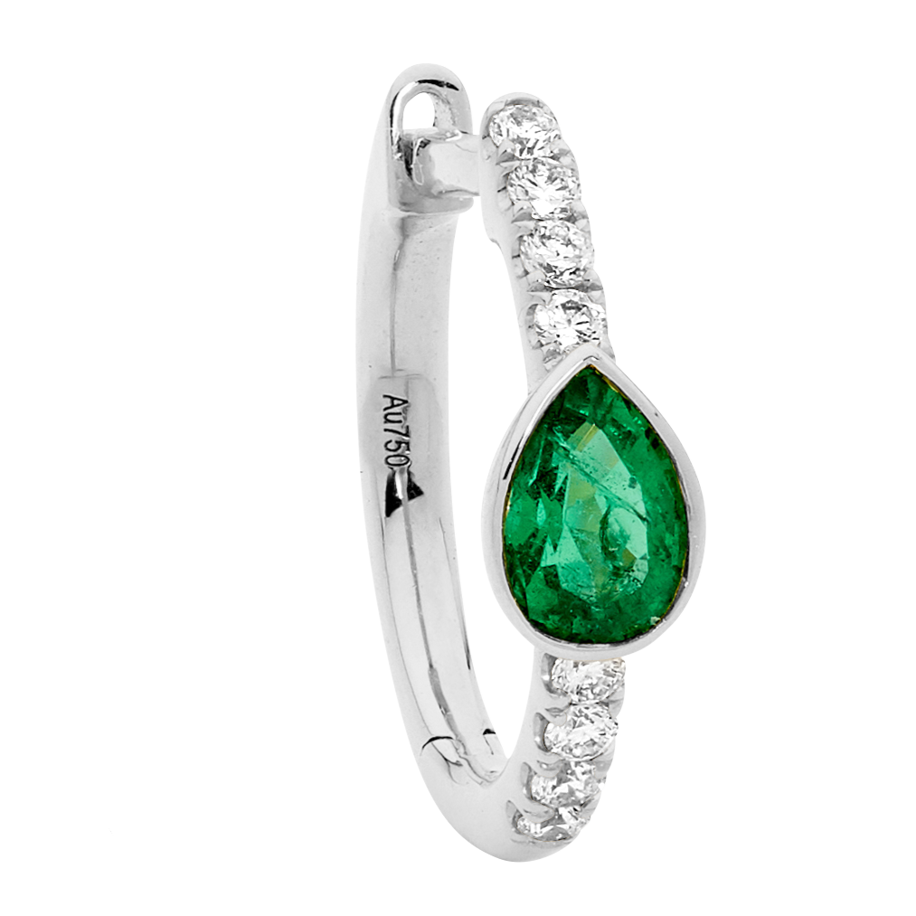 Pear Shape  Emerald Hoop Earrings