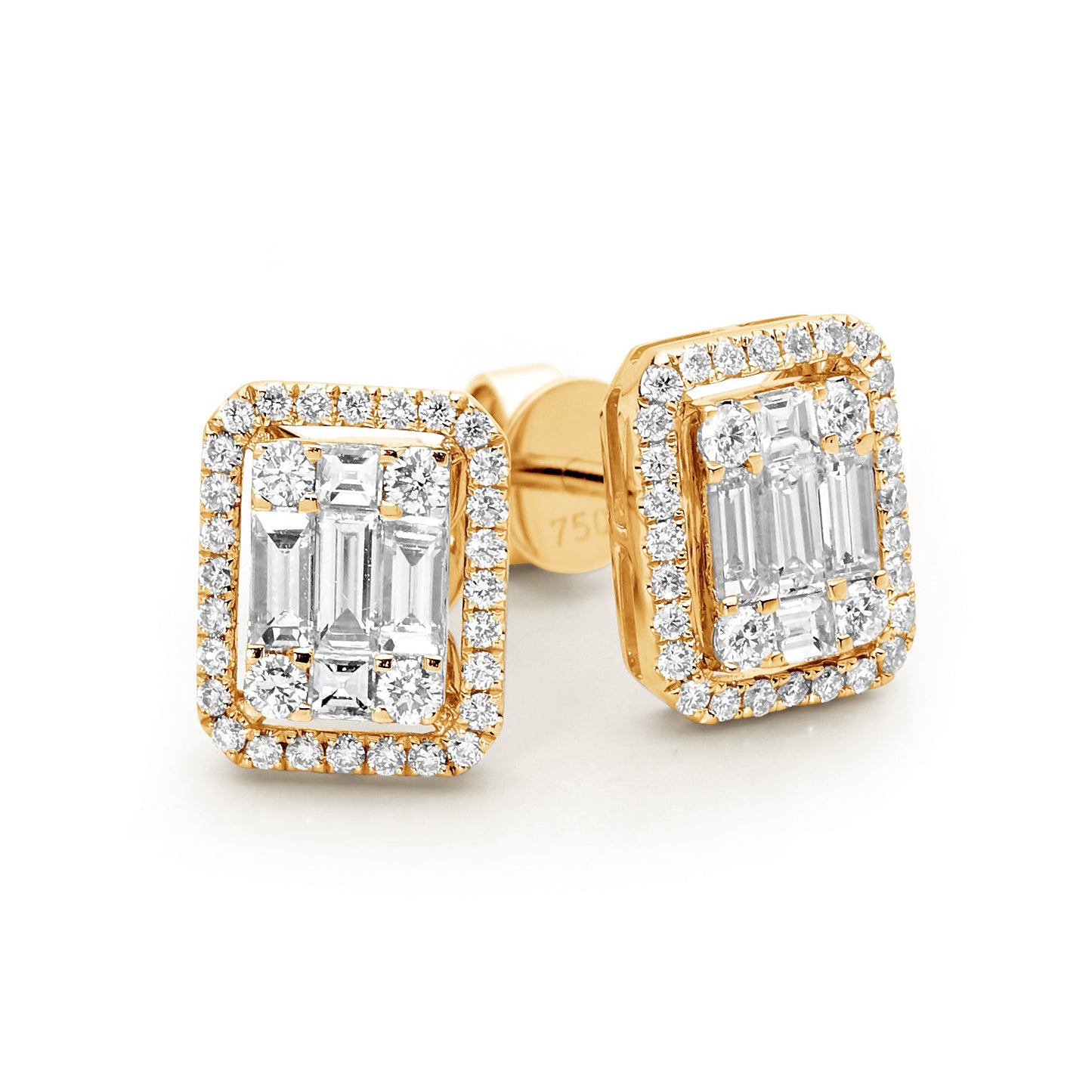 Baguette Cluster Diamond Ear Studs