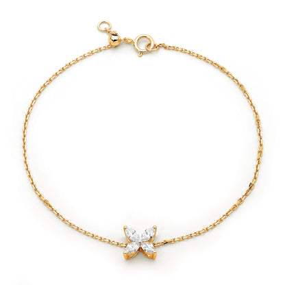 Dainty Diamond  Flower Bracelet