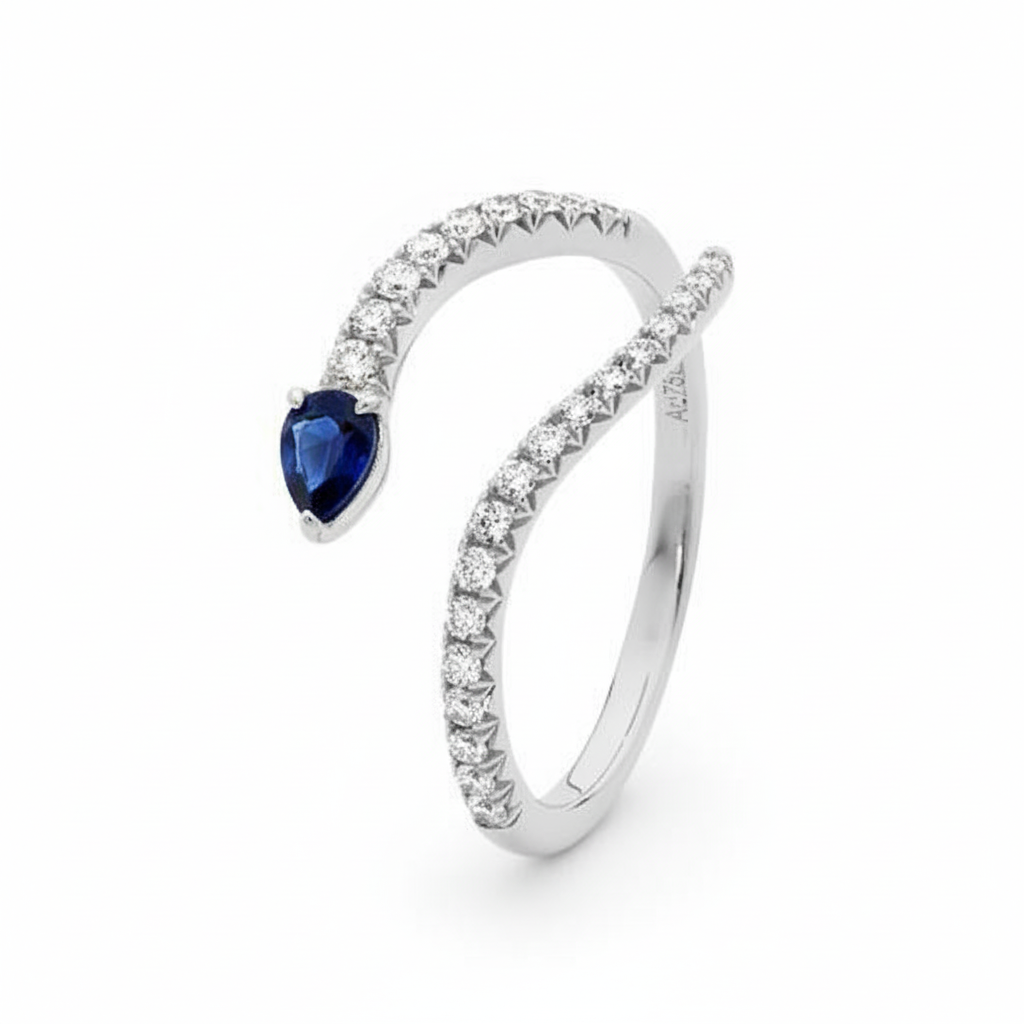 Pear Shape Sapphire & Diamond Ring
