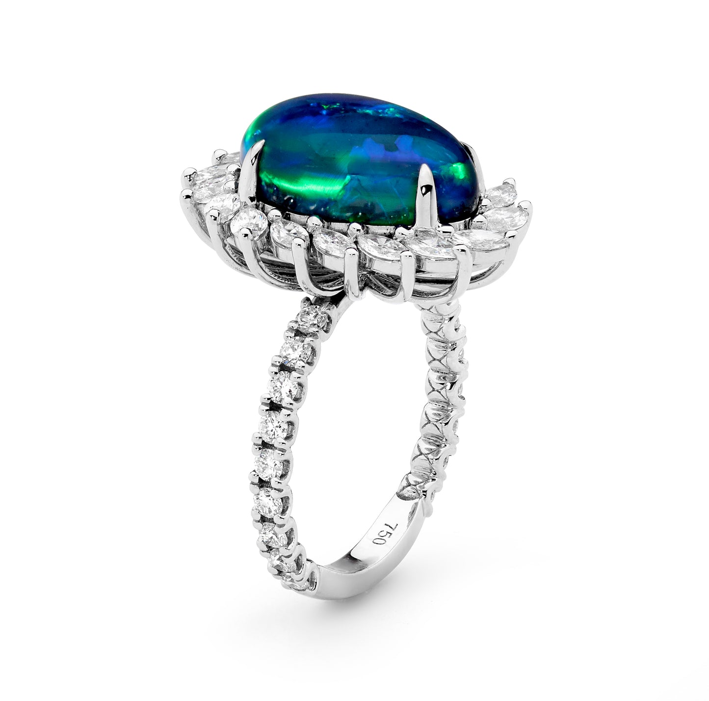 Earth Black Opal & Diamond Ring