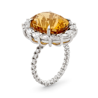 Golden Sand Tourmaline & Diamond Ring