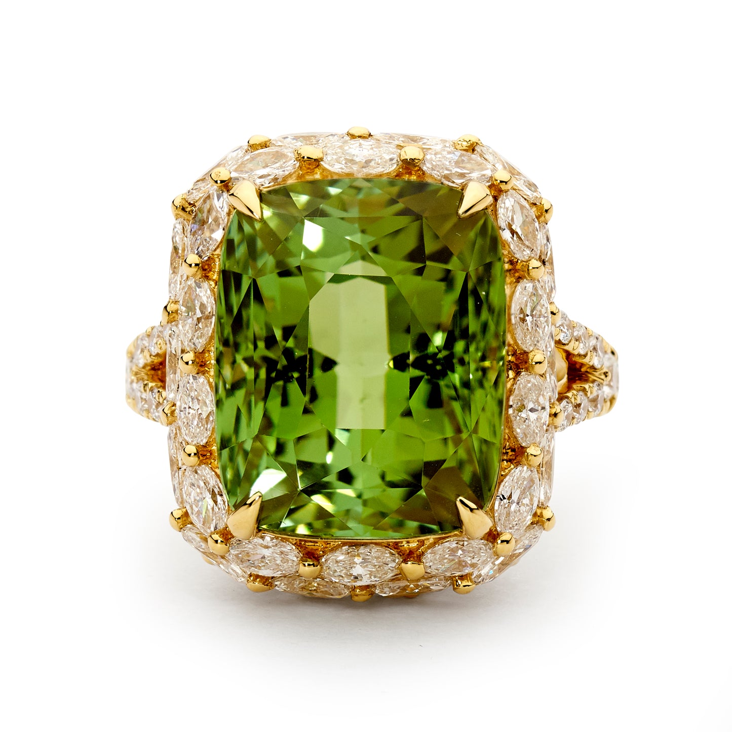 Desert Lime Tourmaline & Diamond Ring