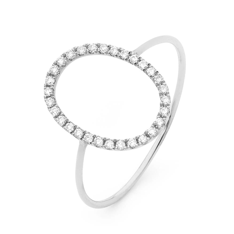 Oval Silhouette Fine Diamond Ring