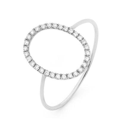 Oval Silhouette Fine Diamond Ring