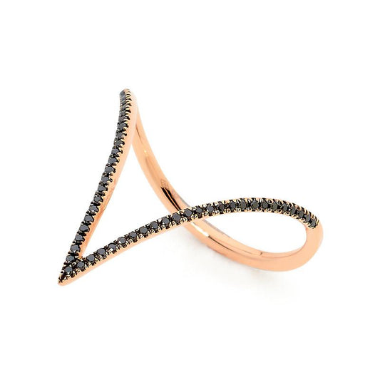 Oblique Thin Black Diamond Ring