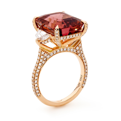 Rich Rose Tourmaline & Diamond Ring