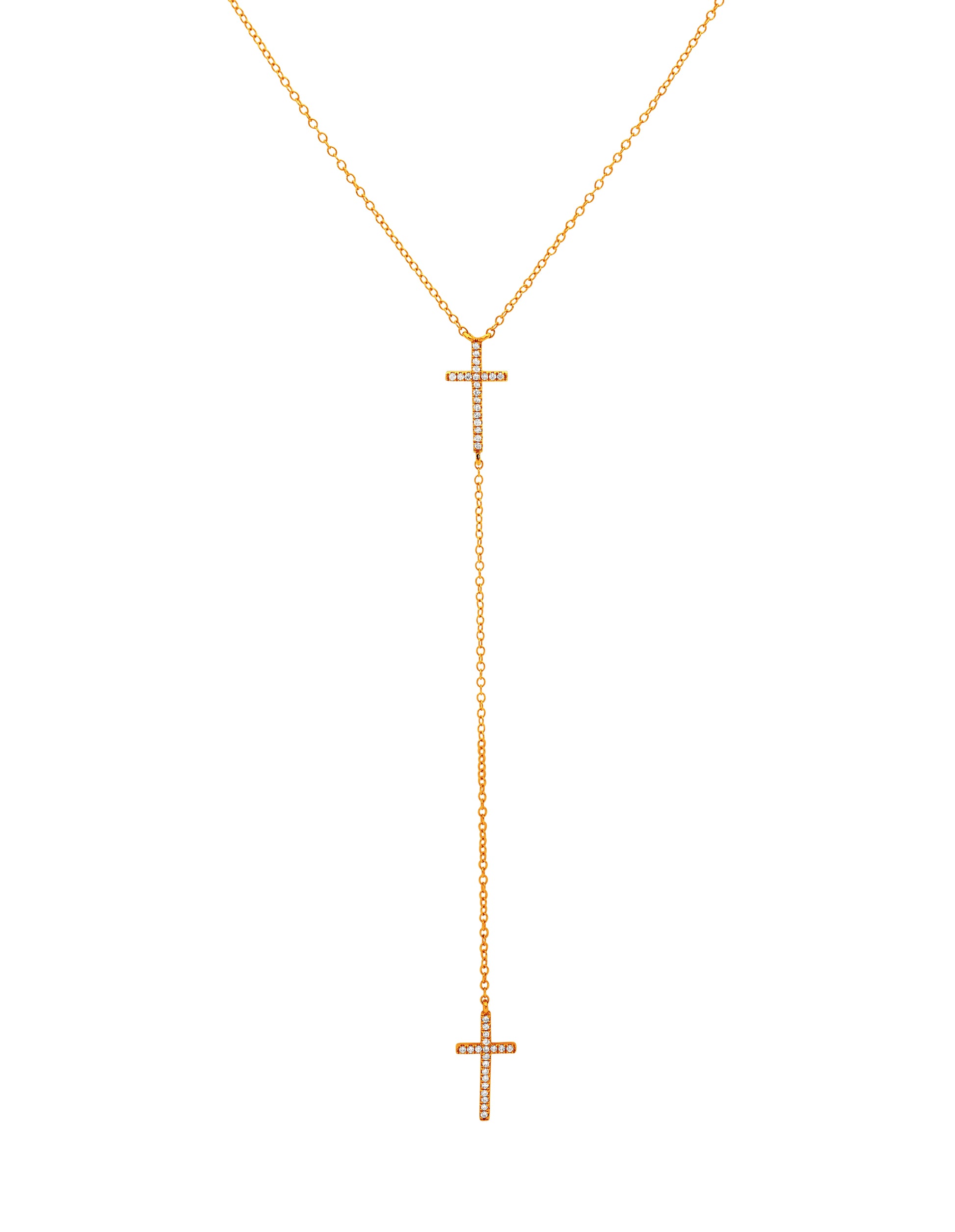 Diamond Drop Cross Necklace - Hand-Crafted 18k Gold Fine Pendant ...