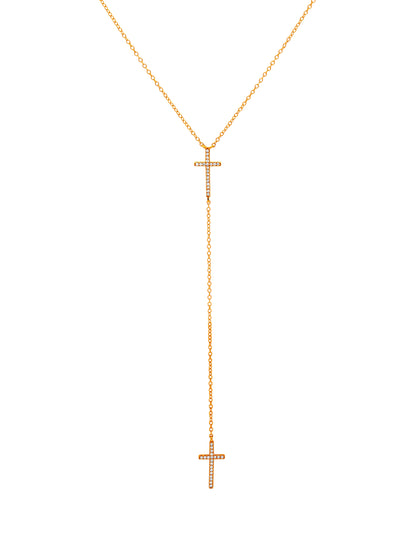 Diamond Drop Cross Necklace - Hand-Crafted 18k Gold Fine Pendant ...