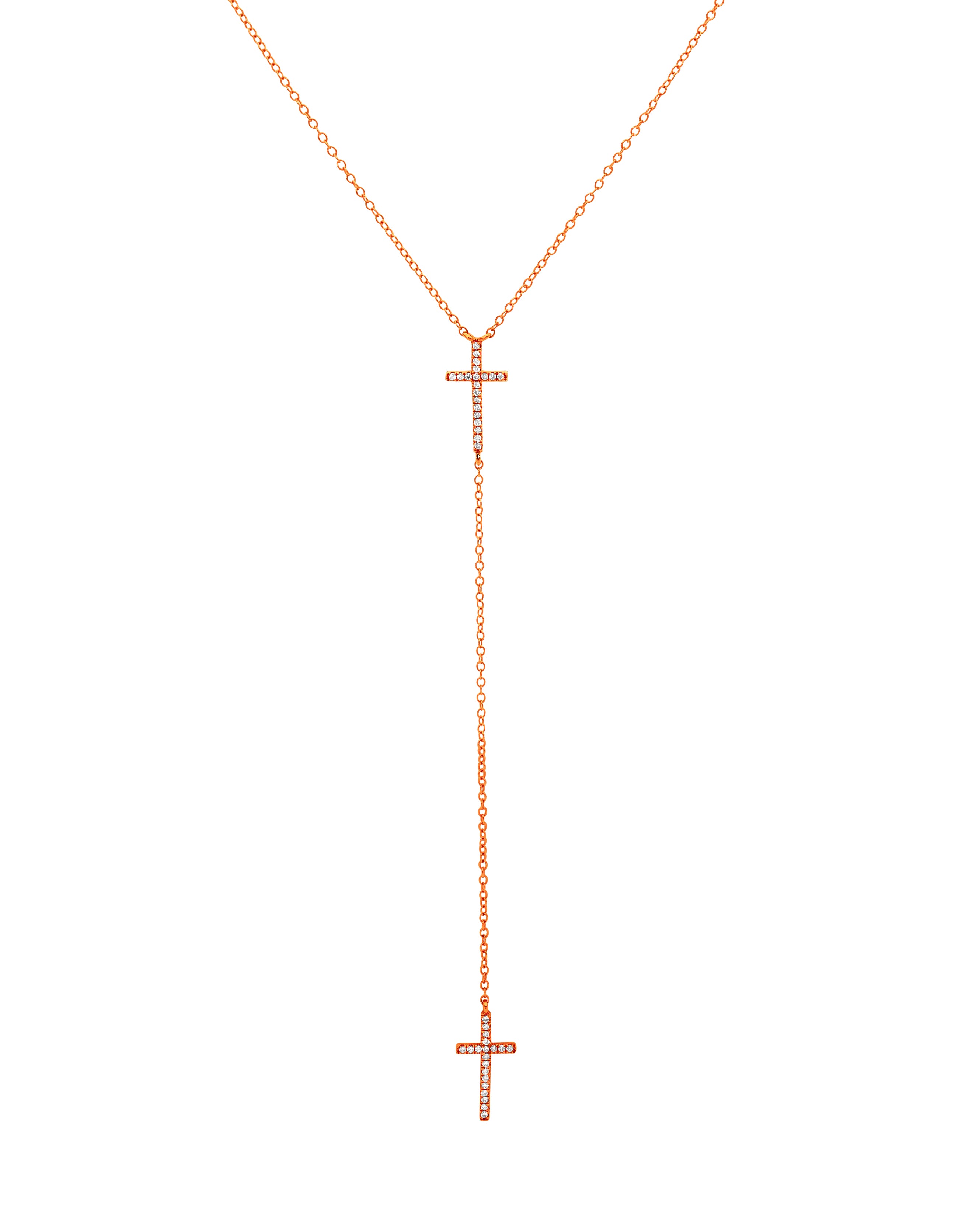 Diamond Drop Cross Necklace - Hand-Crafted 18k Gold Fine Pendant ...
