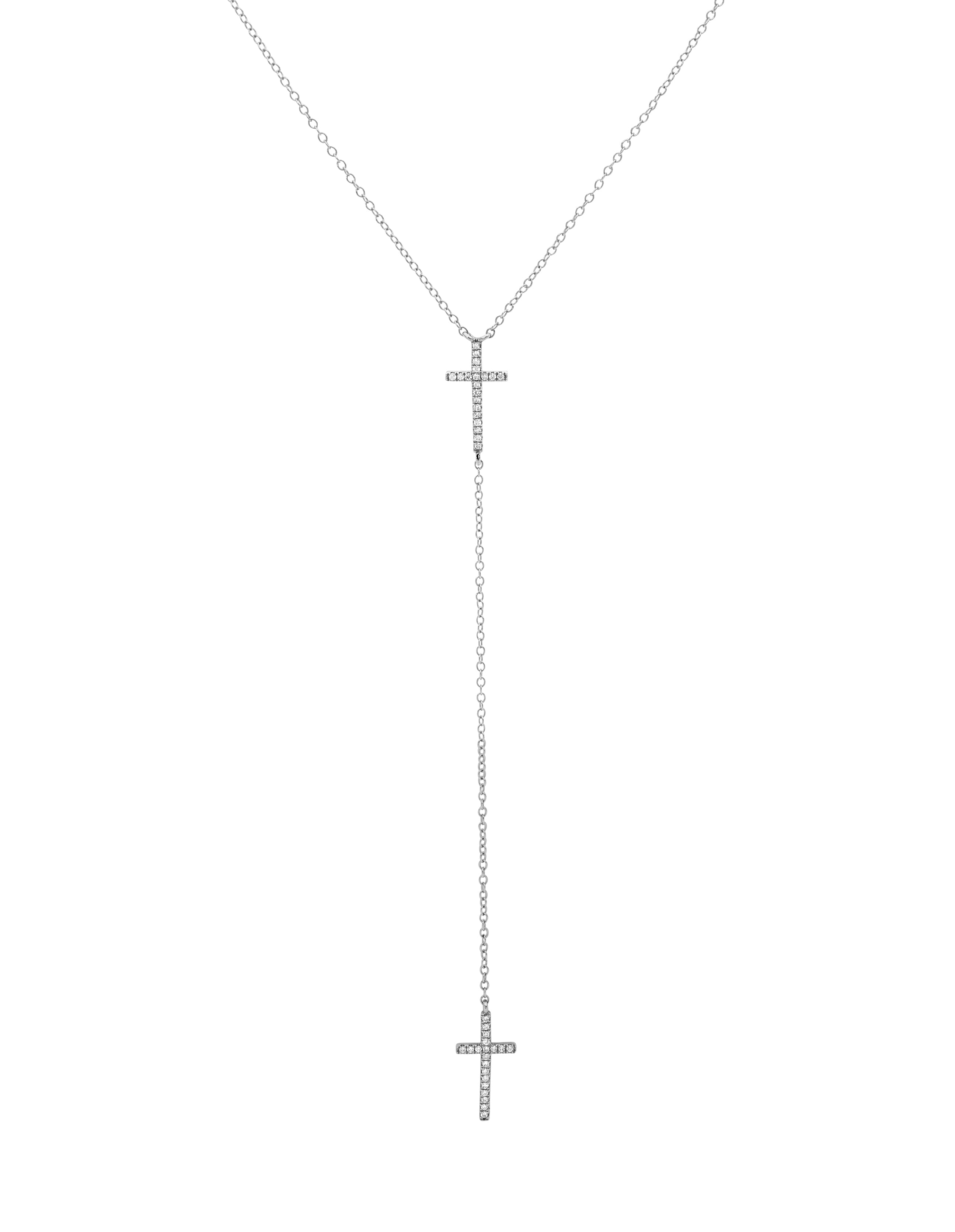 Diamond Drop Cross Necklace - Hand-Crafted 18k Gold Fine Pendant ...