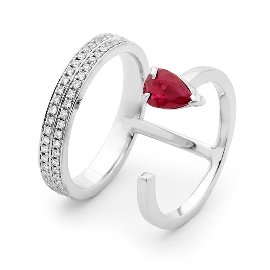 Modern Ruby & Diamond Statement Ring