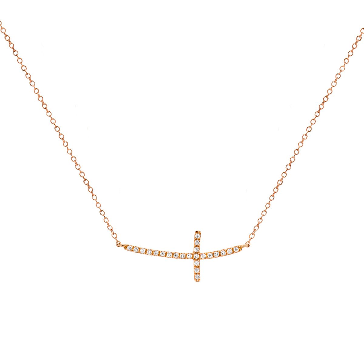 Diamond and Gold Fine Cross Necklace  
