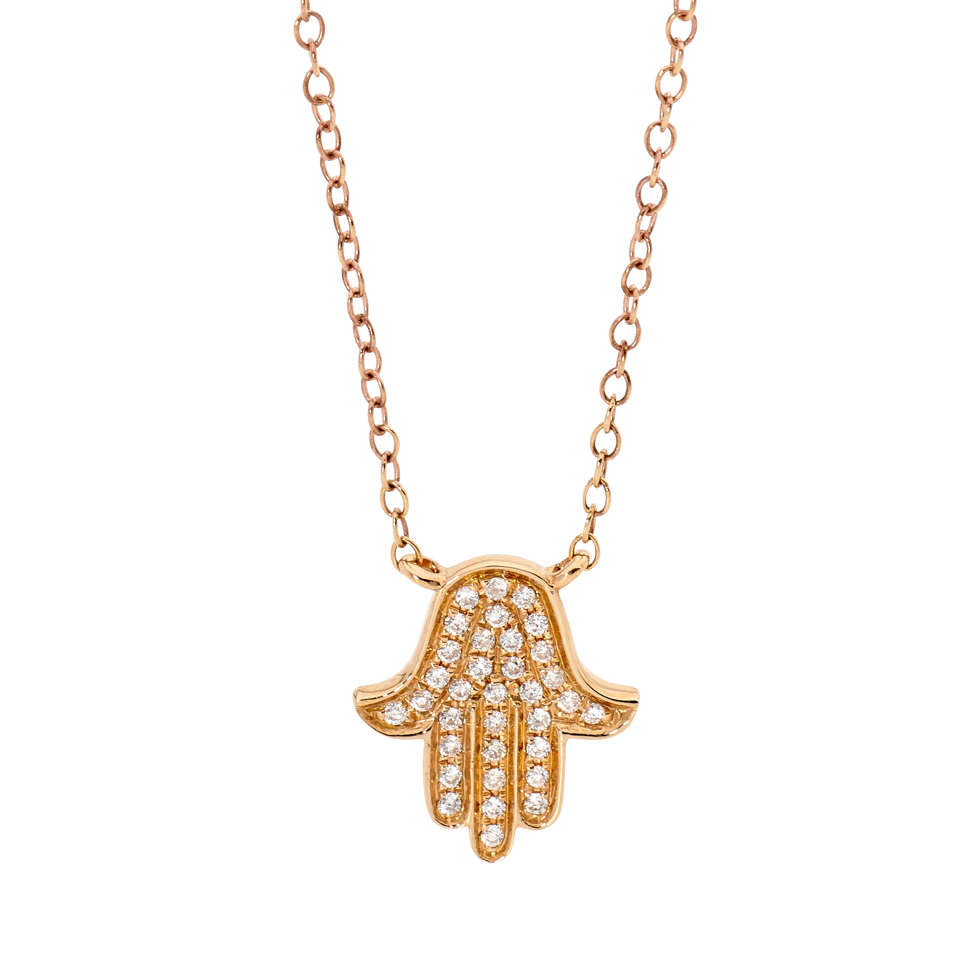 Hand of Fatima Necklace 18k Gold Hand-Crafted Diamond Pendant