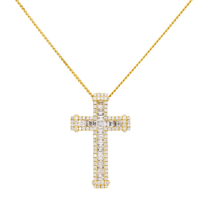 Baguette Diamond Latin Cross Pendant