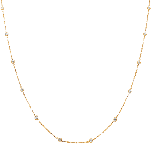 18K Gold Chain with Bezel-Set Diamonds