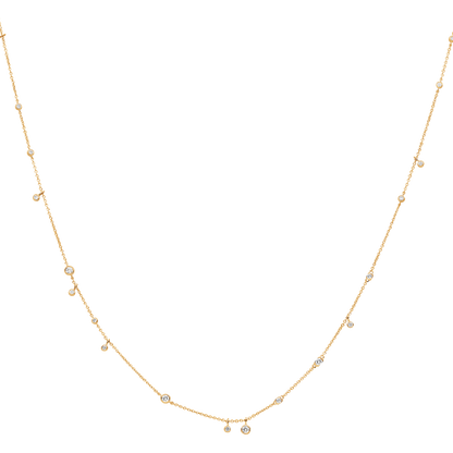 Petite 18K Gold Chain with Bezel-Set Diamonds