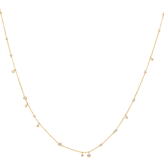 Petite 18K Gold Chain with Bezel-Set Diamonds