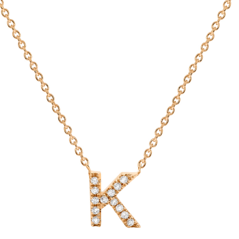 Dainty Diamond Initial Necklace 14K Gold - 1 Letter | LeMel – LeMel